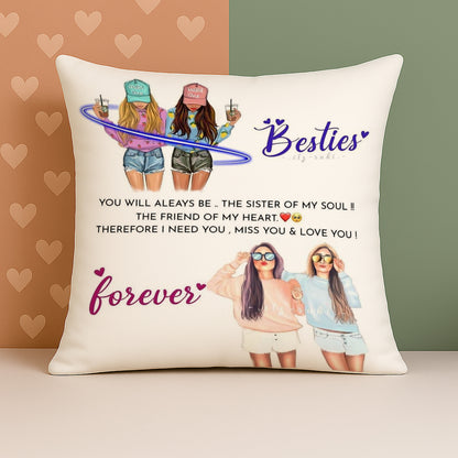 Bestie Forever Design Cushion (12x12 inches) Pack of 1
