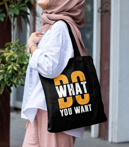 Do what u want Printed Black Tote Bag (14 X 16 Inches) For Shopping, College, Travel (Copy)
